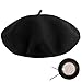 Acecharming Women Men Classic Wool Beret - French Style Beret Hat with Adjustable Fit, Soft, Breathable & Stylish in Multiple Colors for Year-Round Wear (Black)