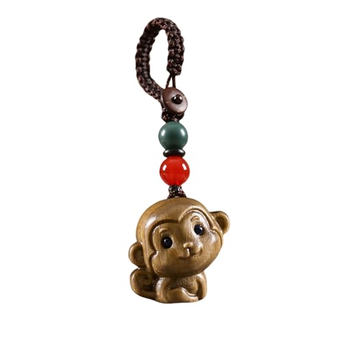 BTYYIHEX Cute Wooden Monkey Ornament Keychain, Retro...