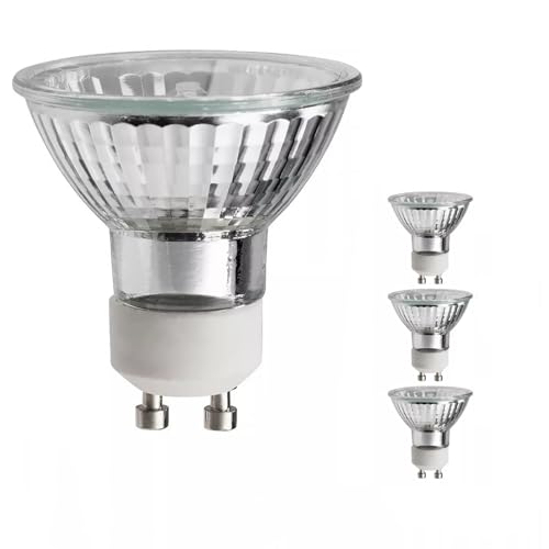 Fugedox GU10 Halogen120V 50W Bulbs, MR16 GU10 Base 120-Volt Light Bulb, with Glass Cover, Long Lifespan for Track&Recessed Lighting,Long Lasting Lifespan,Warm White (4-Pack)