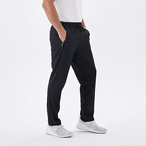 Rapoo Men's Workout Athletic Hiking Sweatpants Joggers Pants Elastic Waist Jogging Running Pants For Men With Zipper Pockets 05 Black 3Xl #TOP4