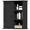 Treocho bathroom wall cabinet medicine cabinet with door and 3 open shelves wall mounted storage organizer for bathroom kitchen living room black  urban country home decor