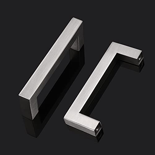 Probrico 10 Pack|Sqaure Kitchen Cabinet Pulls 3-1/2 Inch Hole Center, Stainless Steel Furniture Cabinet Hardware, Brushed Nickel Cabinet Handles, 4 Inch Total Length #TOP17
