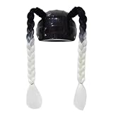 Whakano 2 Pezzi Casco Moto con Codici Rimovibili, Coda di Cavallo Gradiente con Ventosa, Trecce per Casco Moto, Accessori per Casco, Coda di Cavallo Intrecciata, per Moto e Bici, Nero e Bianco
