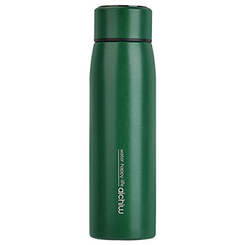 Aichiw Botella de agua de doble pared aislada al vacío de acero inoxidable termo café caliente taza de viaje con pantalla LED inteligente de temperatura (380 ml, verde oscuro) Cover