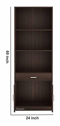Image of CASPIAN Wooden Cabinet (Rainforest Dark) | Multipurpose Engineered Wood Pre-Assembled Furniture | for Home, Living Room, Kitchen, Indoor, Outdoor Use | Open Book Shelf with 7 Compartments