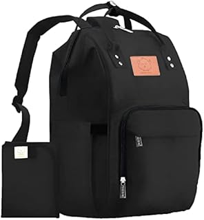 Diaper Bag Backpack - Large Waterproof Travel Baby Bags (Trendy Black)
