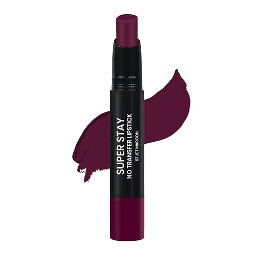 Image of Maliao Super Stay No Transfer Lipstick | Long Lasting Matte Finish | Waterproof & Smudge-Proof Formula | High Pigment Color | Lightweight & Comfortable Wear | Jet Maroon, 3.8g