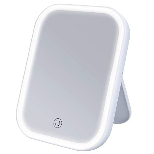 Preisvergleich Produktbild IEIK LED-beleuchteter Make-up-Spiegel, Reise-Kosmetikspiegel, dimmbar Wiederaufladbar über USB.