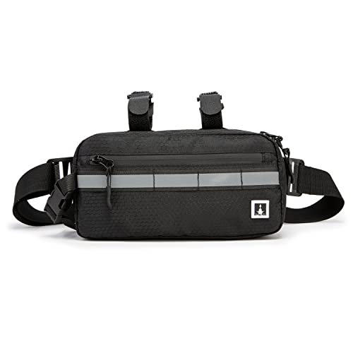 ROYAL FAIR Bike Handlebar Bag Frame Bag with Reflective Stripe, Waterproof Handlebar Bag with Detachable Strap, Universal Fitting for Any Bicycle, Black
