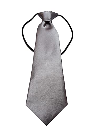 Elastic Boys Neck Tie, Child Kids School Boys Tie Soft Polyester For Formal Wear, Weddings, Prom, Celebration, parties, Gray, m