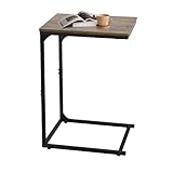 LOFTEY C Shaped End Table, Couch Side Tables That Slide Under, C Side Table for Couch & Sofa, Perfect for Small Space, Rustic Brown