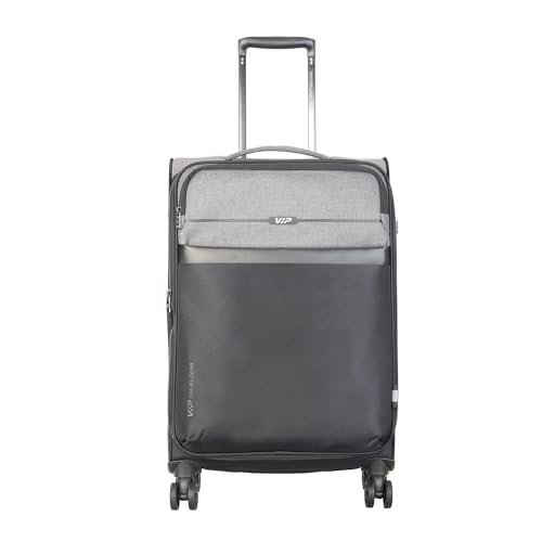 VIP Polyester Vapour Check-In Trolley Bag, 68Cm | Medium Soft-Sided Luggage For Travel With Smooth 8-Spinner Wheel & Tsa Lock | 5-Year International Warranty - Black