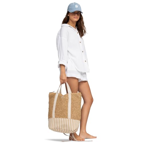 Image of Roxy Women's Beach Tote Bag | Travel | Vacation | Straw | Lightweight | Breathable, Beach Lover - Natural /White