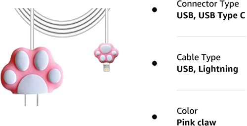 Image of Cartoon 3D Design Protective Case for 18W 20W iPhone 14 13 12 11 Pro Max Fast Charging Cable Adapter Charger, Cute Cartoon Lightning Data Cable Case for iPhone Charger (CAT Claw)