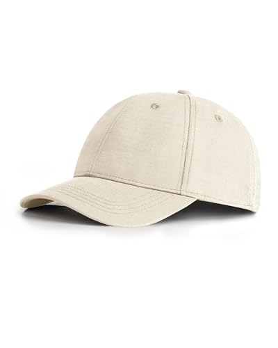 Zylioo XXL Oversize Linen Hat for Big Heads Casual Dad Cap Beige