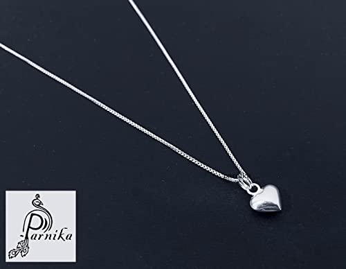Image of Parnika 925 Sterling Silver Heart Solitaire Zircon Pendant for Women and Girls | Gift for Women n Girls | With Certificate of Authenticity | Pendant Only | Locket|