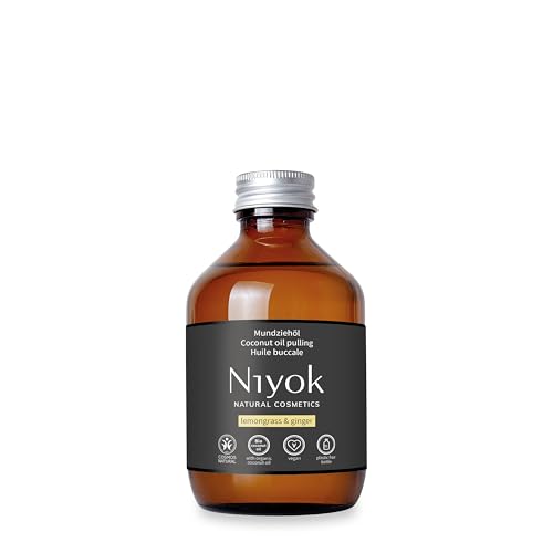 Niyok® Aceite de coco orgánico 'Lemongras & Jengibre' (200 ml) • Enjuague bucal con aceites esenciales • Tratamiento de extracción de aceite de coco contra caries, sarro y mal aliento • Aceite dental