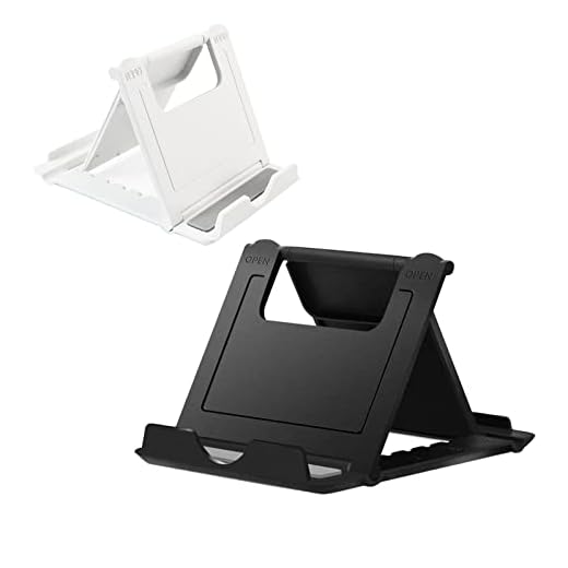 Kemoxan 2 Pack Portable Cell Phone Stand Holder for Desk, Foldable Pocket-Sized Mount, Universal Adjustable Desktop Mobile Phone Kickstand Compatible with iPhone IPads Kindle Android Black & White