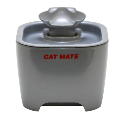 Cat Mate 100 Fl Oz. Pet Fountain W/Elevated Drinking Levels, Super-Quiet Pump, And 3-Stage Filter - Titanium #TOP3