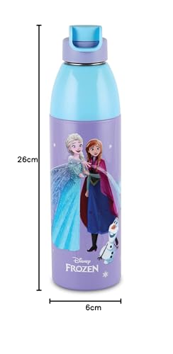 Image of CELLO Kidzbee Uranus 600 Insulated Kids Water Bottle 540ml, Violet | 3D Touch & Feel Frozen Trio Design Easy to Carry Lightweight Leakproof Easy Sip Flip Cap Insulated Water Bottle For School Kids