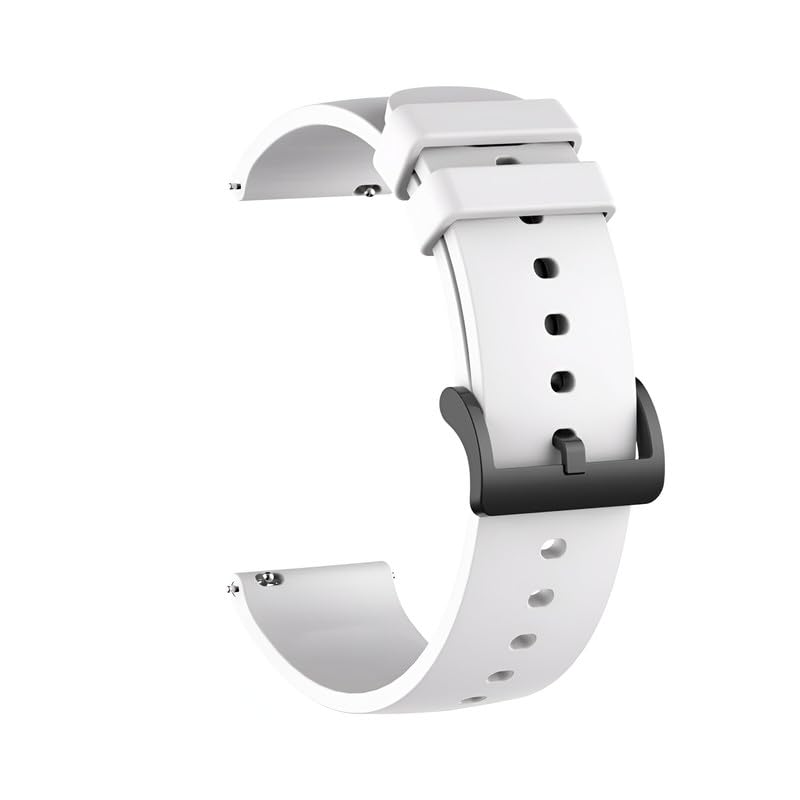 Estrenar 19mm Watch Strap Band Soft Silicone Replacement Wristband with Metal Buckle Straps Belt Compatible with Noise ColorFit Pulse, Beat, Pro 2/Oxy & Boat Strom Smartwatch - Comfortable (19MM) White-image-39