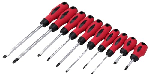 OZZO 10 Piece Magnetic Screwdriver Set, Red and Black - Image 2