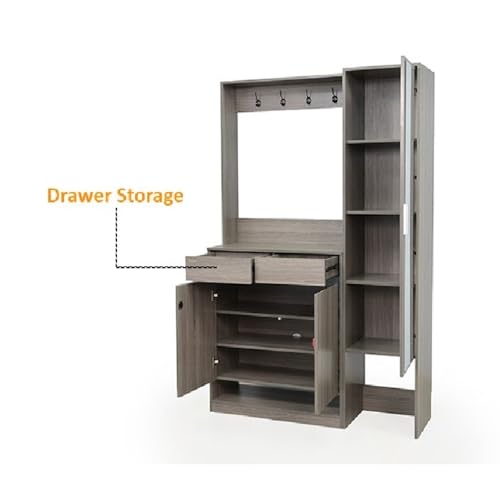 Image of Royaloak Tivoli Italian Shoe Rack |MDF with Melamine Finish | Cloth Hanger |Modern Design Shoe Rack for Home |Telescopic Channel | Closer Hinges | Ample Storage| Durable and Long Lasting Shoe Stand