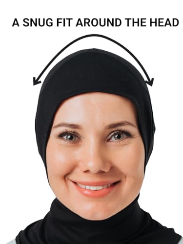 Innovative Instant Hijab with Openings for Glasses and Headphones, Sport head scarf, ready to wear muslim accessories for women (black)3