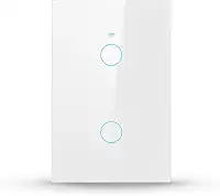 Interruptor Inteligente Wi-Fi Branco 2 Botões 2.4 GHz Smart Touch Bivolt Compatível com Alexa, Google Home, Tuya Neutro Paralelo Virtual