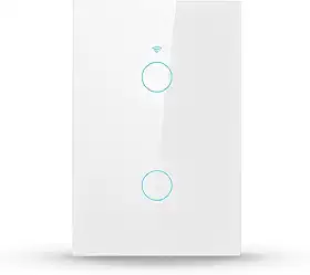 Interruptor Inteligente Wi-Fi Branco 2 Botões 2.4 GHz Smart Touch Bivolt Compatível com Alexa, Google Home, Tuya Neutro Paralelo Virtual