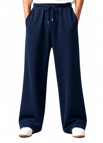Image of Men's Baggy Track Pants | Oversized Cotton Joggers with Elastic Waistband, 2 Side Pockets & One Zipper Pocket | Relaxed Fit Streetwear, Gym & Casual Wear
