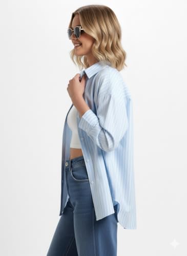 Image of Striped Shirt for Woman | Shirt for Woman | Oxford Shirt | Cotton Blend