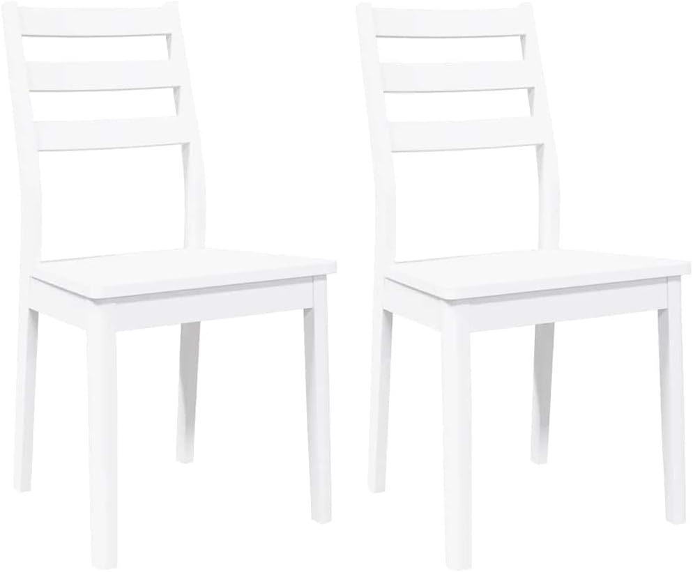 vidaXL Sedie da Pranzo 2 pz Bianche in Legno Massello di Hevea