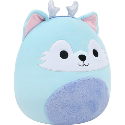 Image of Squishmallows Original 12in Hyde the Blue Wolf with Silver Antlers - Official Jazwares Holiday Plush