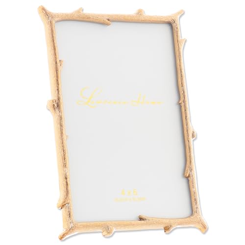 Image of Lawrence Frames 4x6 Gold Metal Natural Branch Design Picture Frame