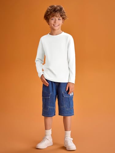Image of Haloumoning Kids Boys Long Sleeve Crewneck T-Shirts Tee Tops 5-14 Years