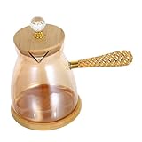Holibanna Glas Türkische Kaffeekanne mit Seitenhebel Kleine Glaskanne für Manuellen Brühvorgang Milch Wasserkessel für Türkischen und Griechischen Kaffee