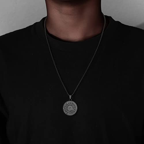 Yaumatea Seven Archangels Pendant Necklace For Men Women Protection Amulet Archangel Michael Coin Pendant Necklace Gabriel Uriel Spiritual Stainless Steel Medal Necklace 24 inches