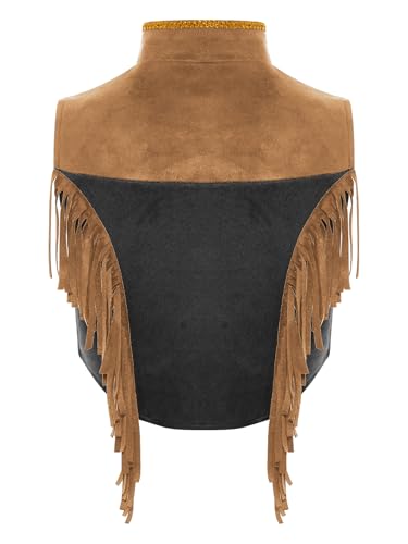 Kids Girls Western Cowgirl Tassel Vest Sleeveless Faux Suede Fringe Jacket Button Down Crop Waistcoat2