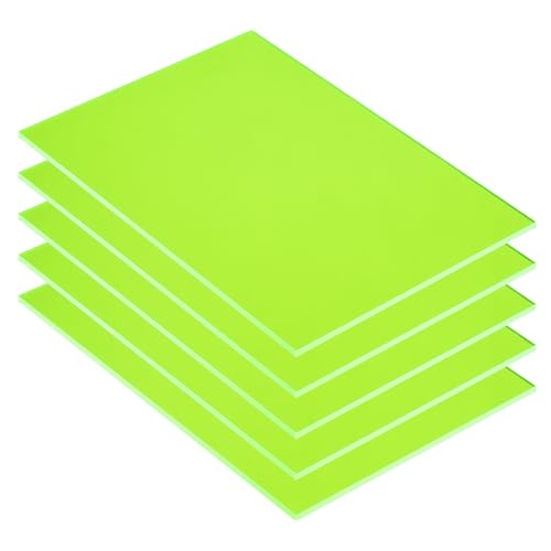 Image of MECCANIXITY 5 Pcs PMMA Acrylic Sheets Colored Transparent 12 x 8Inch Fluorescent Green Acrylic Sheets for DIY Projects, Art, Crafting, Laser Cutting & Engraving
