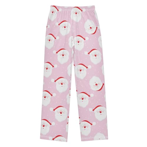 CaTaKu Boys Santa Face Snowflakes Pants for Boys Girls Wide Leg Sweatpants Kids Long Bottoms with Pockets Size 6-14Y - Main Image