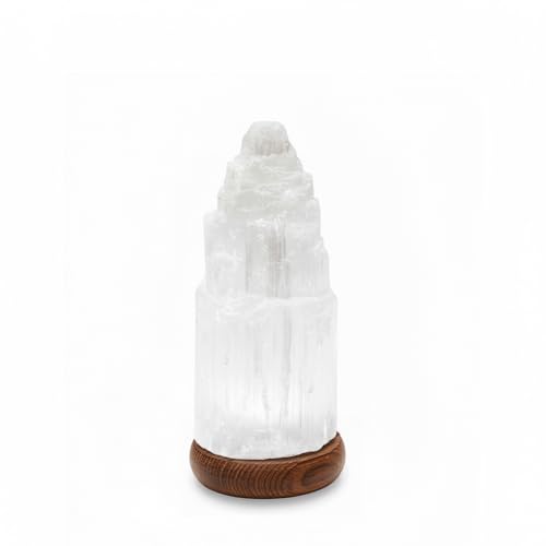 AROMASENSES | Lámpara de Selenita Natural 25 cm Catedral | Luz Ambiental Relajante | Limpieza Energética | Ideal Para Meditación y Espacios Zen