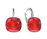 Farbe - Viele Farben Crystals & Stones *Viele Farben* Silber 925 *SQUARE* - Ohrringe mit Kristallen von Swarovski® - Schön Ohrringe Damen Ohrhänger - Wunderbare Ohrringe mit Schmuckbox (Royal Red)