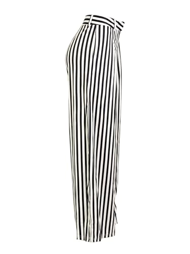 Yuopeid Women's High Waist Zip Up Long Pants with Pockets Fashion Striped Printed Wide Leg Pants Casual Trousers3