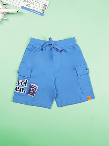 Image of KiddoPanti Boys 100% Cotton Knitted Above Knee Length Basic Cargo Shorts