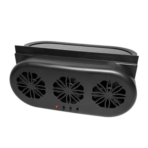 Shkalacar USB & Solar Powered Car Window Exhaust Fan with 3 Air Outlet, Solar Ventilation for Vehicle, Air Circulation Fan Ventilator Silent Air Vent Cooler Automotive Radiator Cooling Fan