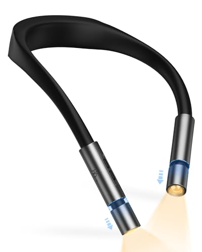 86lux LED Neck Reading Light, Book Light for Reading in Bed, 3 Colors, Hands Free, Long Lasting, Flexible Soft Lightweight Arms, Dual Focus Control Neck Lamps Gift for Reading,Crafting,Camping