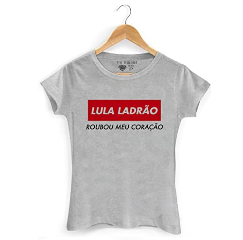 Camiseta Lula Roubou Meu Coração - Presidente Lula (G, Cinza Mescla - Masculina)