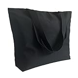 Augbunny 16OZ 100% Cotton Canvas Fashion Zipper Closure Lined Reusable Grocery Shopping Beach Casual Multi Purpose Tote X-Large