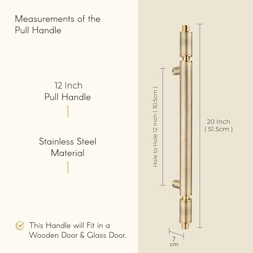 Image of LAPO Premium Stainless Steel Main Door Handle 20 Inch | Heavy Duty Antique PVD Gold Finish Pull Handle | Hole to Hole Size 12 Inch | Durable & Stylish Entrance Handle | 3 Years Manufacturer Warranty